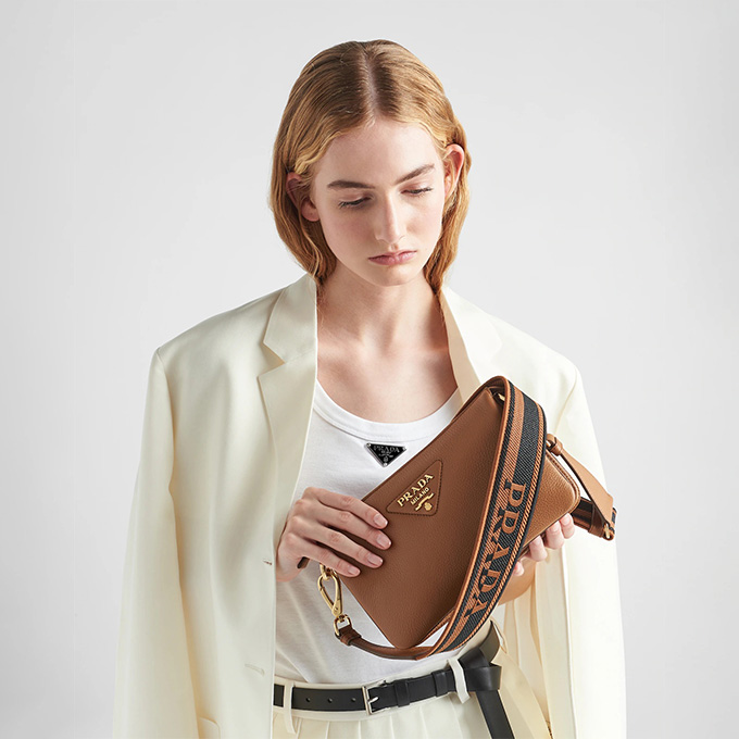 prada grained leather shoulder crossbody bag #1bh194
